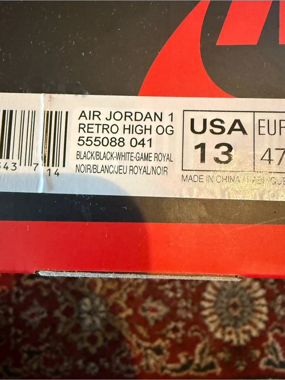Jordan 1 Retro High Royal Toe— Black/White/Royal Blue Sneakers